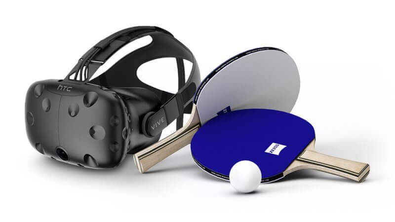 VR-Brille mit Tischtennisschlägern
